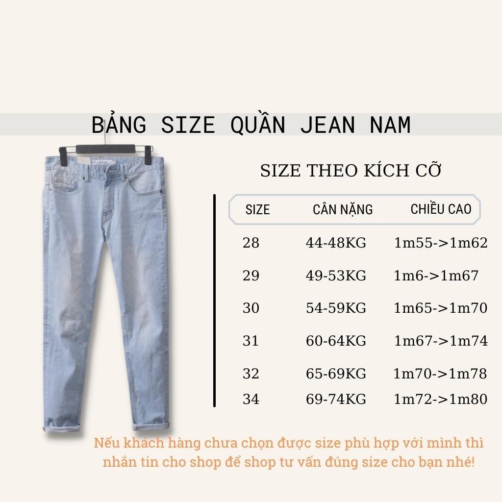 Quần jean nam xanh trắng không rách gối chất bò cao cấp co dãn 4 chiều đẹp from dáng rin skinny YuMy JM338