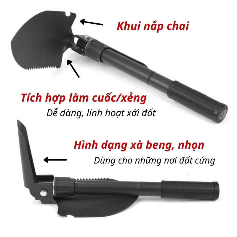 Xẻng làm vườn mini đa năng 5 trong 1, dụng cụ làm vườn siêu tiện dụng thiết kế nhỏ gọn