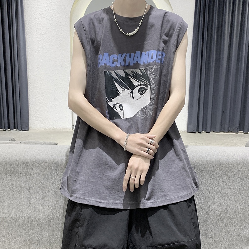 Áo thun sát nách in họa tiết thời trang trẻ trung cho nam