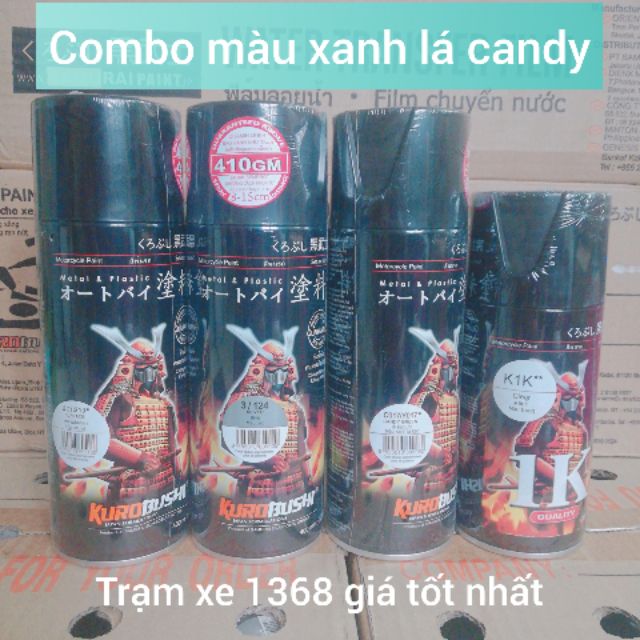 SƠN SAMURAI COMBO SƠN XỊT MÀU XANH LÁ KẸO Y017 - XANH LÁ CANDY GỒM 4 CHAI