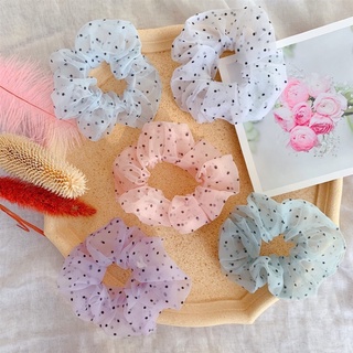 Scrunchies Dây Cột Tóc Voan Chấm Bi Xinh Xắn