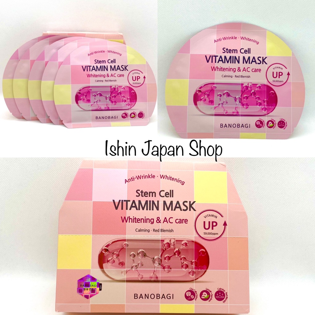 (Mẫu mới) Mặt nạ giấy Banobagi Stem Cell Whitening &amp; AC Care trắng da, giảm mụn 30g- 1 cái