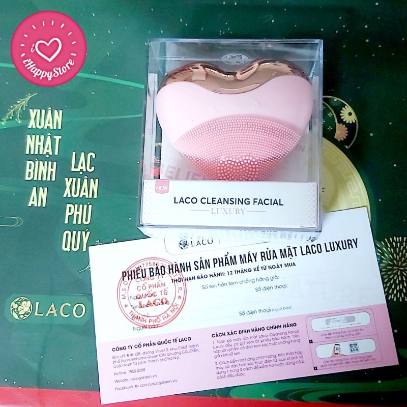 [LẺ=SỈ, Tặng quà 260k] Máy Rửa Mặt Trái Tim LACO LUXURY Làm Sạch Sâu, Massage Nâng Cơ Gọn Cằm- Laco Official iHappyStore