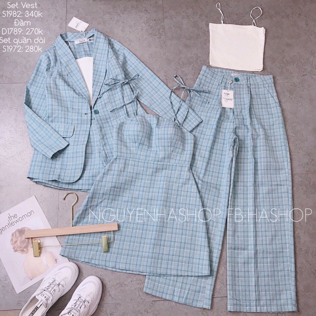 Vải kẻ may vest chất dày dặn không nhăn