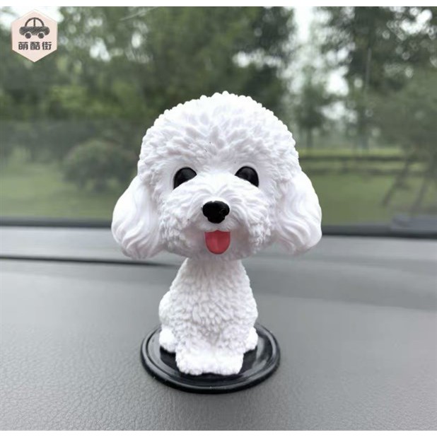 Trang trí chó Poodle trắng (cổ lò xo) - Phụ kiện trang trí bánh sinh nhật