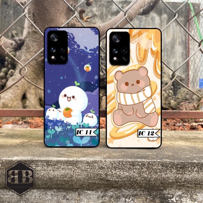 Ốp lưng kính cường lực Xiaomi Redmi Note 11 5G / Poco M4 Pro 5G cute hạt me