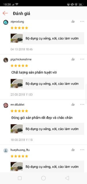 Bộ dụng cụ làm vườn 3 món xẻng, xới, cào