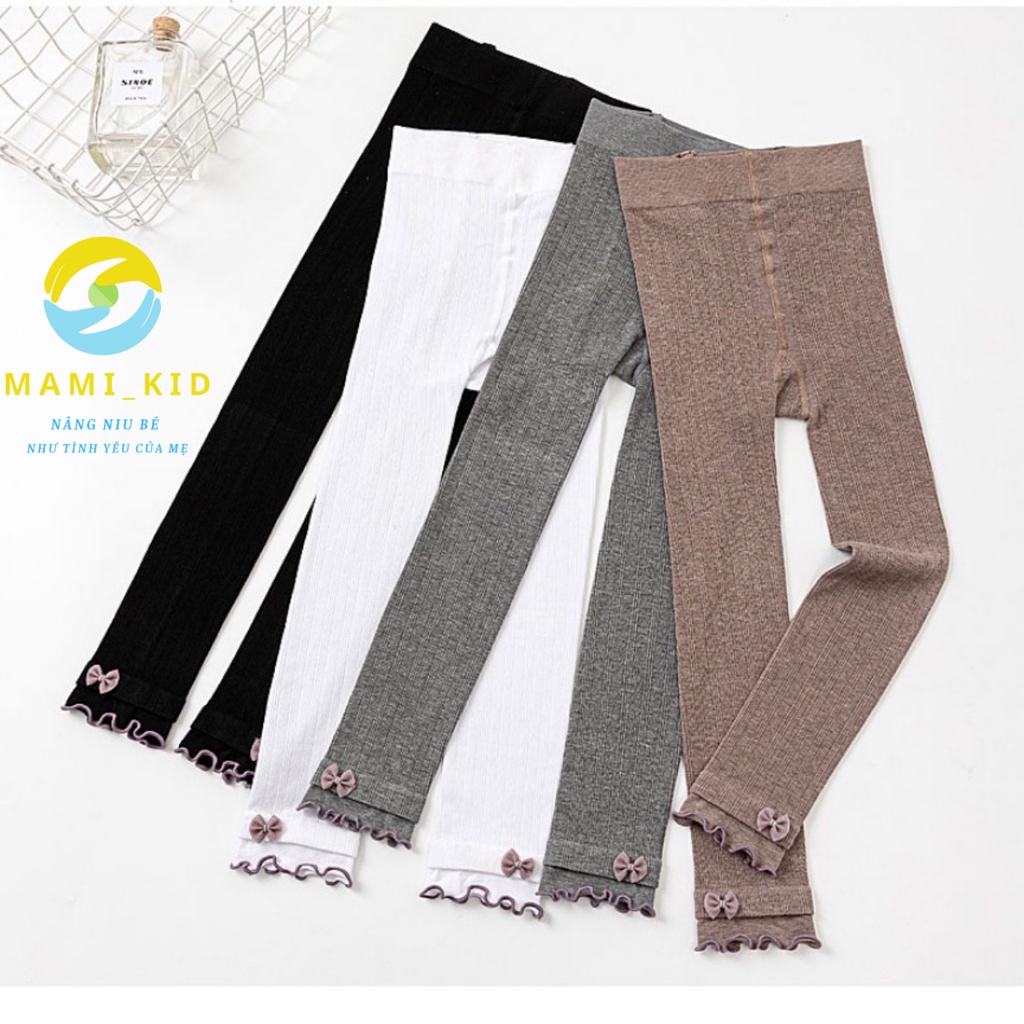 Quần Legging Cho Bé gái len tăm dày đẹp, siêu Co giãn, 10-38kg thiết kế xoắn gấu điệu đà, shop MAMIKIDS