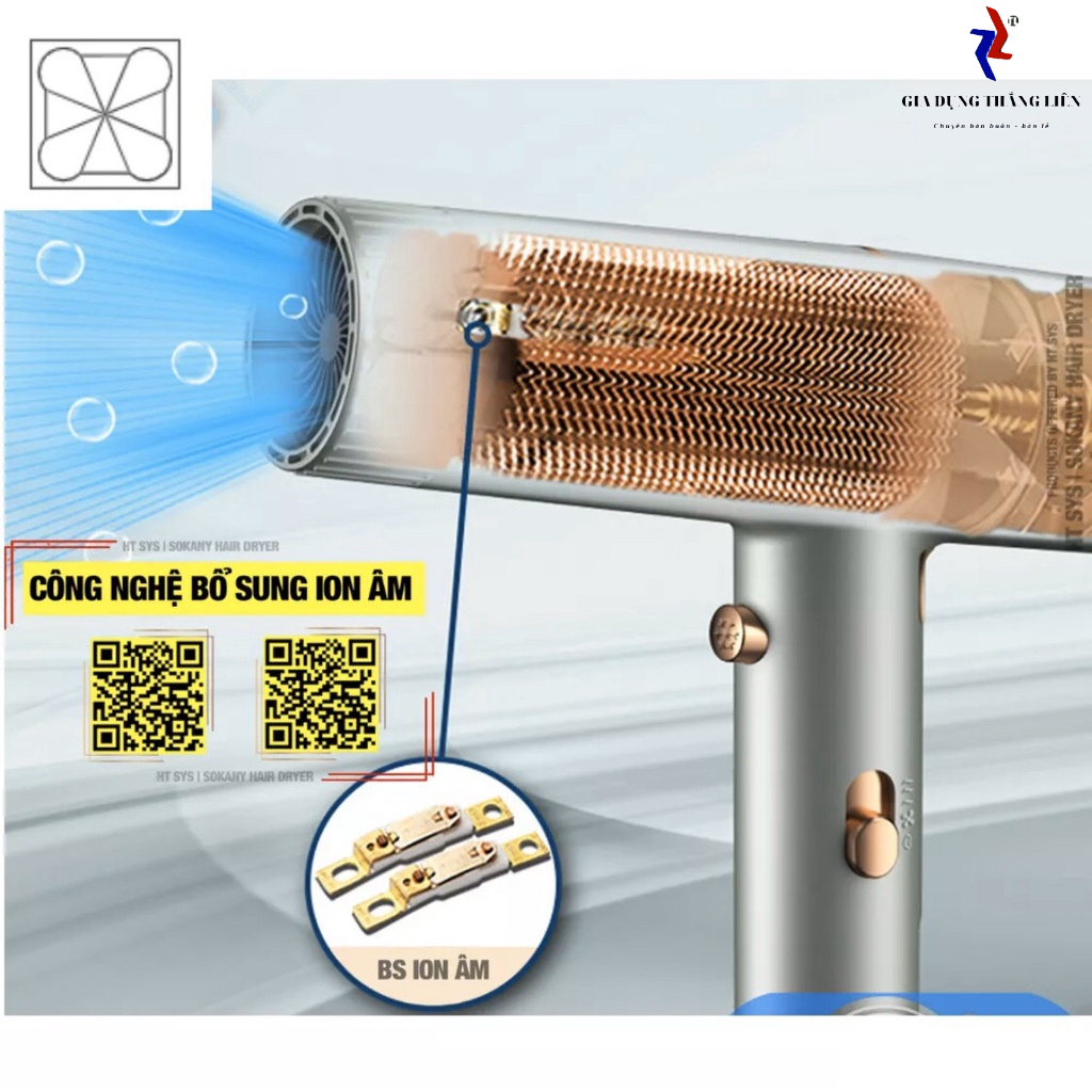 Máy Sấy Tóc , máy sấy tóc Công Suất Lớn 2 chiều nóng lạnh SOKANY SK 2220 ( tặng kèm đầu thổi) 1600W CHẤT LƯỢNG CAO