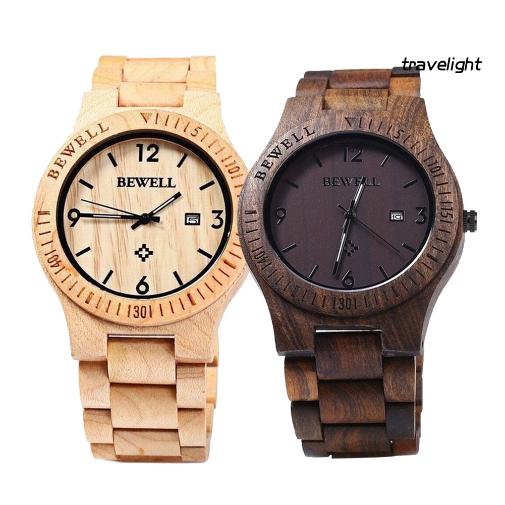 【TL】Men Luxury Natural Maple Wooden Handmade Quartz Movement Casual Wrist Watch