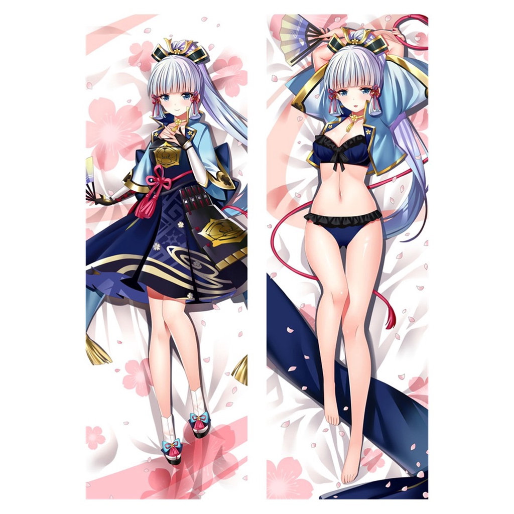 Vỏ Gối Ôm Dài In Hình Nhân Vật Anime Genshin Va Chạm Kamisato Ayaka Sakura Quyến Rũ Kích Thước 60x180cm