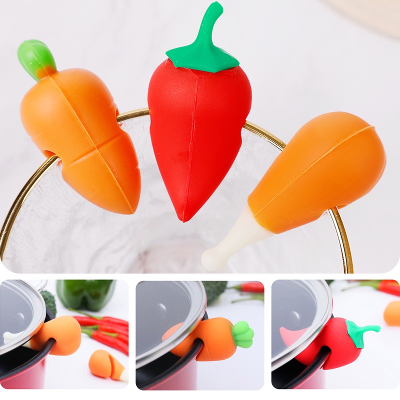 Kẹp Silicone Nhấc Nồi Chống Tràn Hình Đùi Gà Cà Rốt Dễ Thương