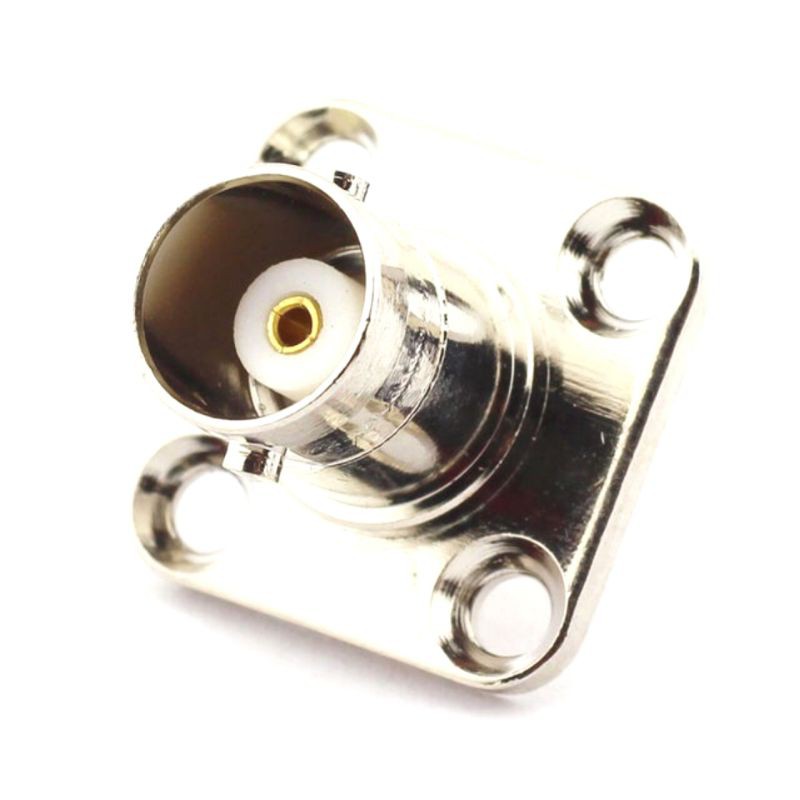 Đầu jack BNC cái bắt panel mặt bích vuông 17.5x17.5