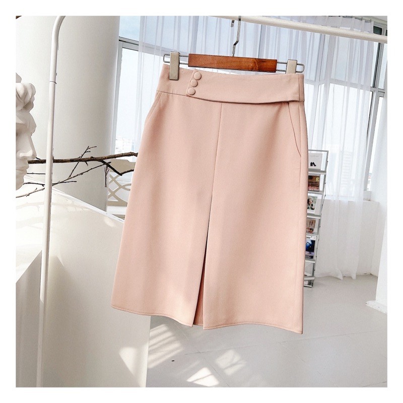 Chân váy bọc cúc G166, đầm công sở thiết kế đẹp có túi hai bên hông, đủ size dễ mang  - GEM Fashion