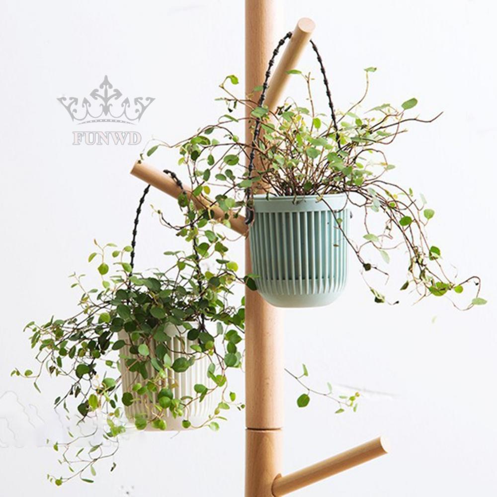 【FUNWD】Double-Layer Hanging Plant Holder Lazy Water Plastic Basket Wall Flower Pot