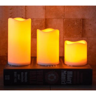 Nến điện tử thân bằng sáp, đường kính 7,5cm, cao 10cm trang trí sang trọng và lãng mạn