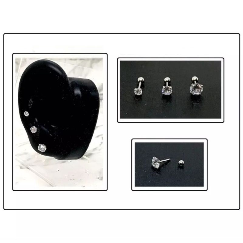 KHUYÊN TAI ĐÁ TRẤU - Khuyên Tai Cao Cấp - Khuyên Tai Chốt Bi Tròn  - 69STORE