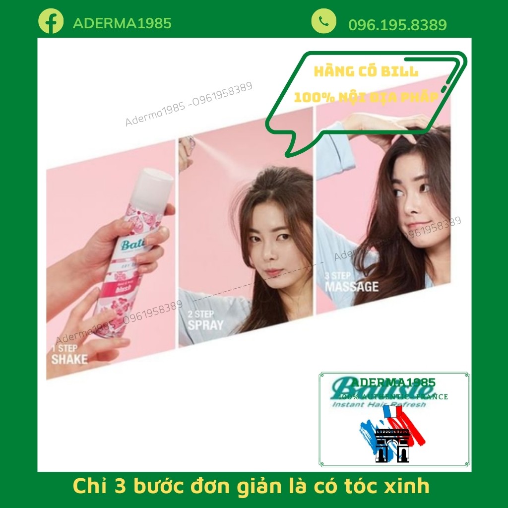 Dầu gội đầu khô Batiste 200ml - Hàng Có Bill - Giúp Mái Tóc Suôn Mượt Bồng Bềnh