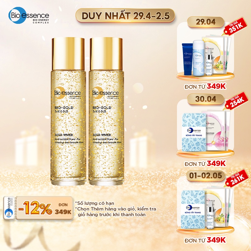 Combo 2 Nước dưỡng ngăn ngừa lão hóa vàng 24k Bio-Gold Bio-Essence 150ml/chai