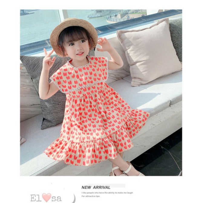 Váy bé gái - Váy tai thỏ xanh cam cổ vuông bánh bèo siêu xinh cho bé 1-5 Tuổi