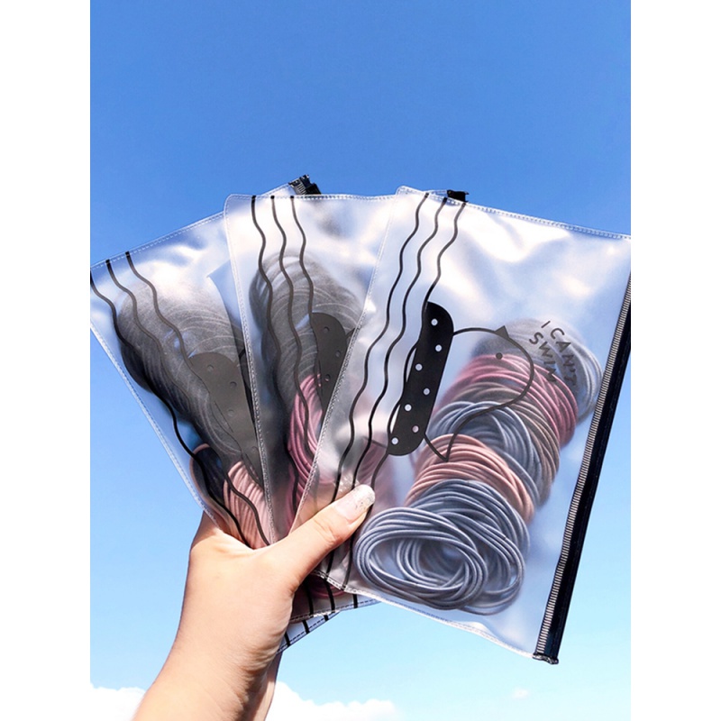 Set 100 chun buộc tóc hàn quốc đủ màu có túi zip đựng xinh xắn