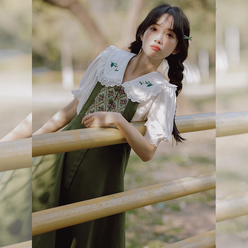 Bộ Đầm Hai Dây Cổ Búp Bê Phong Cách Pháp Thời Trang Mùa Hè Hàng Mới 2022 Dành Cho Bạn Nữ