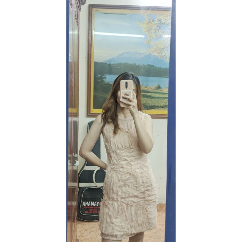 Đầm dự tiệc hồng nude phối độc đáo size M