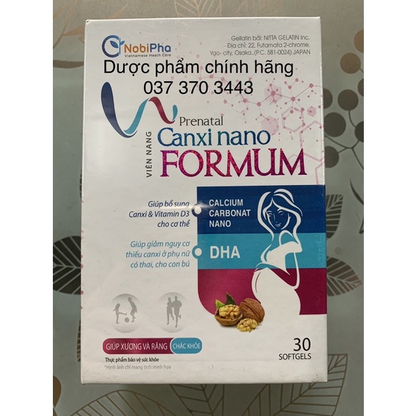 CANXI NANO FORMUM hộp 30 viên- Bổ sung canxi và vitamin D3, giảm nguy cơ thiếu canxi ở phụ nữ có thai và cho con bú