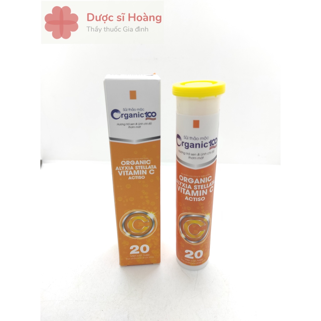 Sủi Thảo Mộc Organic 100 Vitamin C Actiso - Giảm Nóng Trong, Mụn Nhọt, Thanh Nhiệt, Giải Độc- Tuýp 20 viên