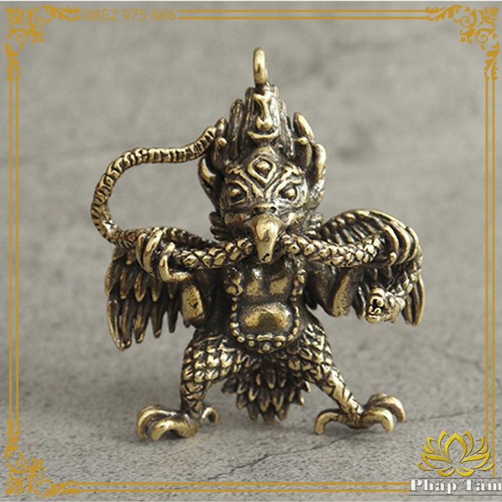 Móc Khóa, Mặt Dây Chuyền Kim Sí Điểu Garuda Mật Tông Đồng Nguyên Khối - Tâm Phong Thủy