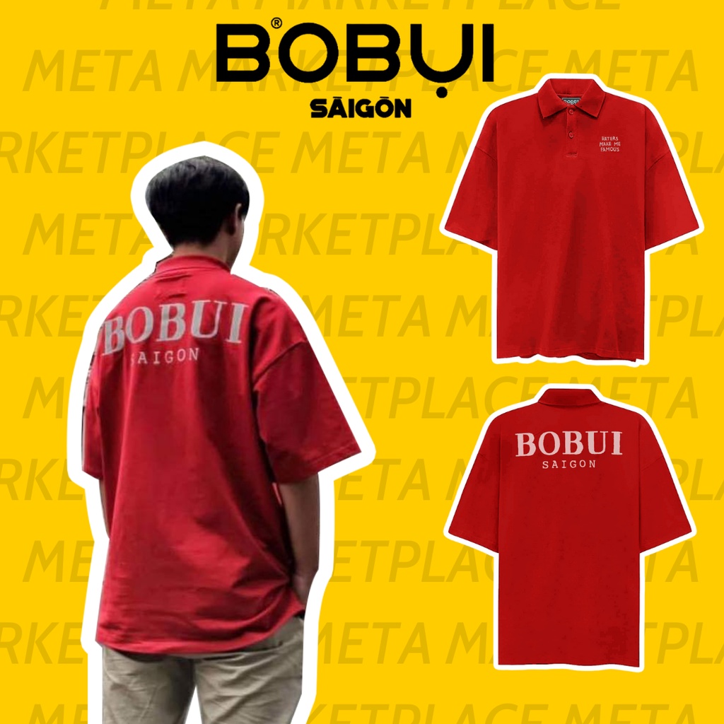 Áo Thun Polo BOBUI saigon V1 nam nữ unisex form rộng có cổ tay lỡ