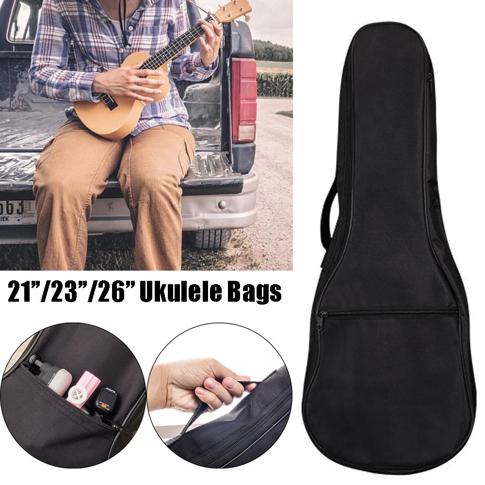 Túi Đựng Đàn Ukulele Màu Đen Có Đệm Khóa Kéo Và Dây Đeo Tùy Chỉnh Tiện Dụng Ốp