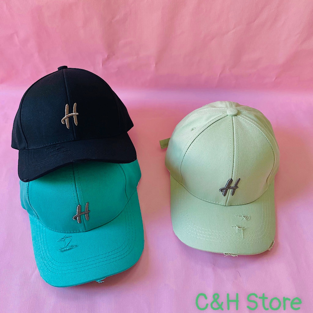Mũ lưỡi trai nam nữ, nón kết lưỡi trai thêu chữ H form unisex phong cách Ulzzang Hàn Quốc cá tính năng động NCH25