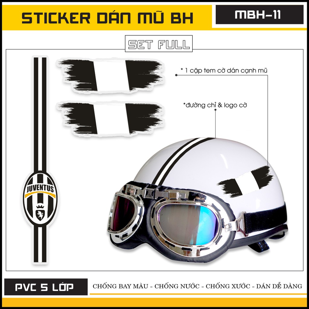 Hình Dán Logo Juventus MBH - 11 | Sticker Dán Mũ Bảo Hiểm Chống Nước Cắt Sẵn Tặng Hình Dán Điện Thoại