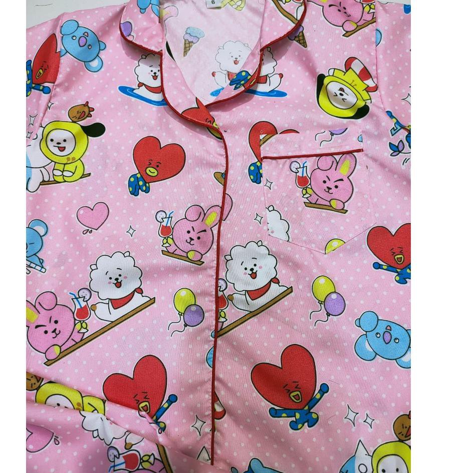 Bộ Đồ Ngủ Pijama Dài Tay In Họa Tiết Bt21 Dễ Thương Cho Bé