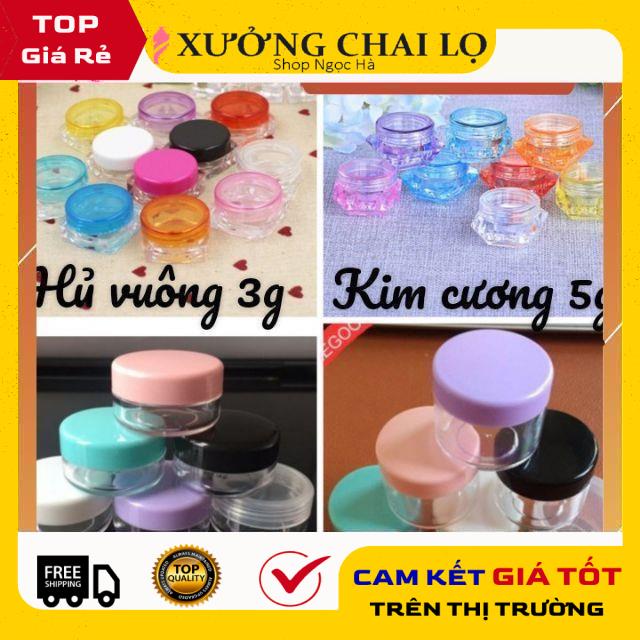 Hũ nhựa đựng kem 3g,5g,10g chiết mỹ phẩm, phụ kiện du lịch