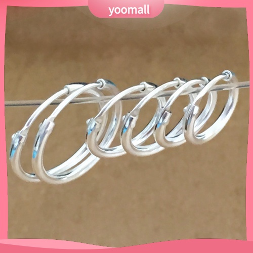 Khuyên vòng trang sức mạ bạc mạ bạc đa dạng kích cỡ 8/10/12mm