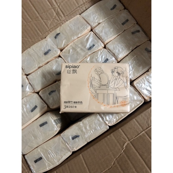 1 gói giấy ăn 300 tờ GẤU TRÚC / CÔ GÁI SIPIAO vỏ nhám hàng nội địa Trung