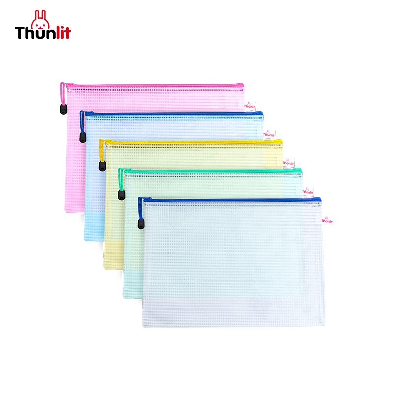 Túi Thunlit khổ A4 trong suốt có khóa kéo đựng tài liệu giấy tờ tiện dụng dành cho học sinh sinh viên