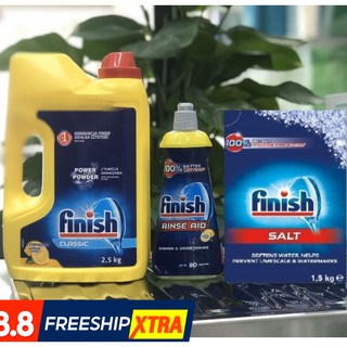 Bộ Bột Finish 2.5kg+1.5kg Muối Finish+Nước làm bóng bát finish 400ml