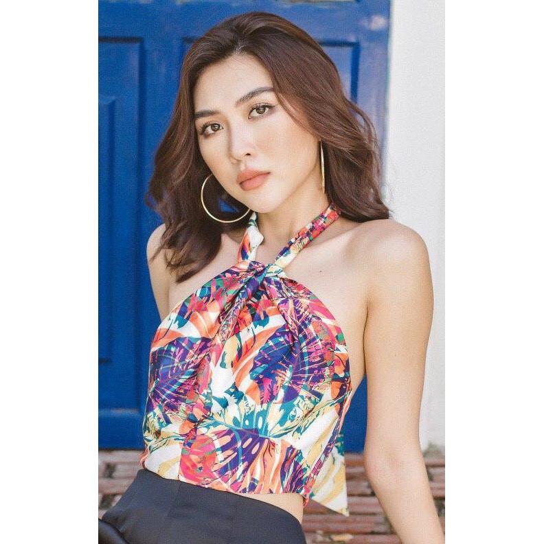 Áo yếm lụa họa tiết lá đỏ Gunich
