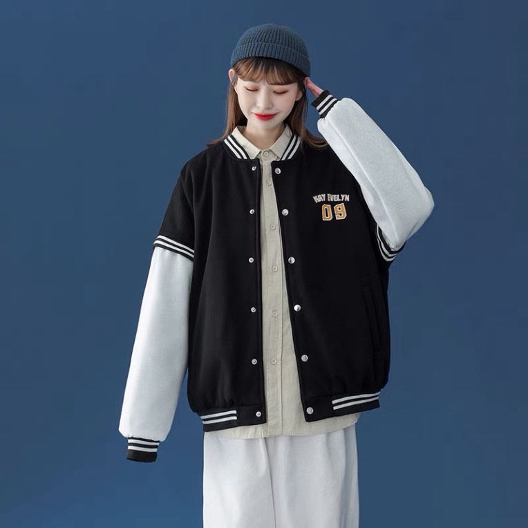 Áo khoác nữ nam bomber varsity jacket áo bomber 09 nỉ nữ nam unisex loại nỉ dày Mophus MB001P - Hàng mới về