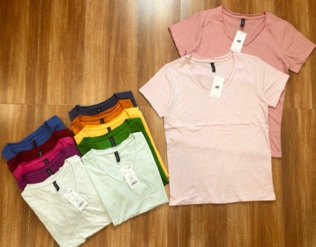 Áo phông cổ tim hàng VNXK chất cotton