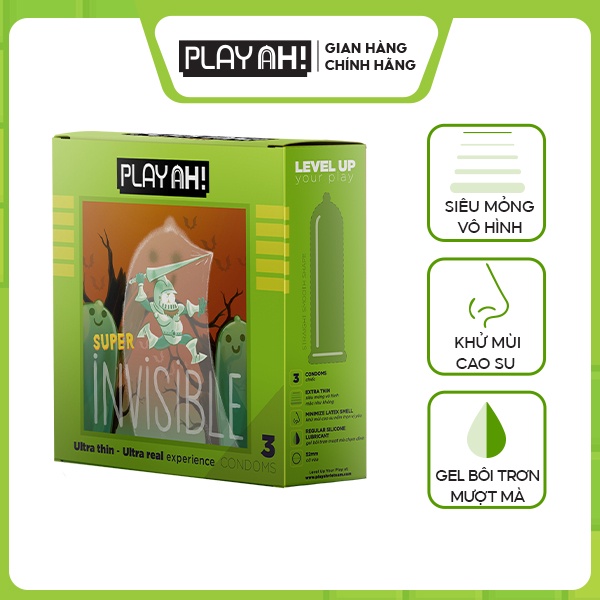 Bao Cao Su PLAYAH Super Invisible Siêu Mỏng Hộp 3/10