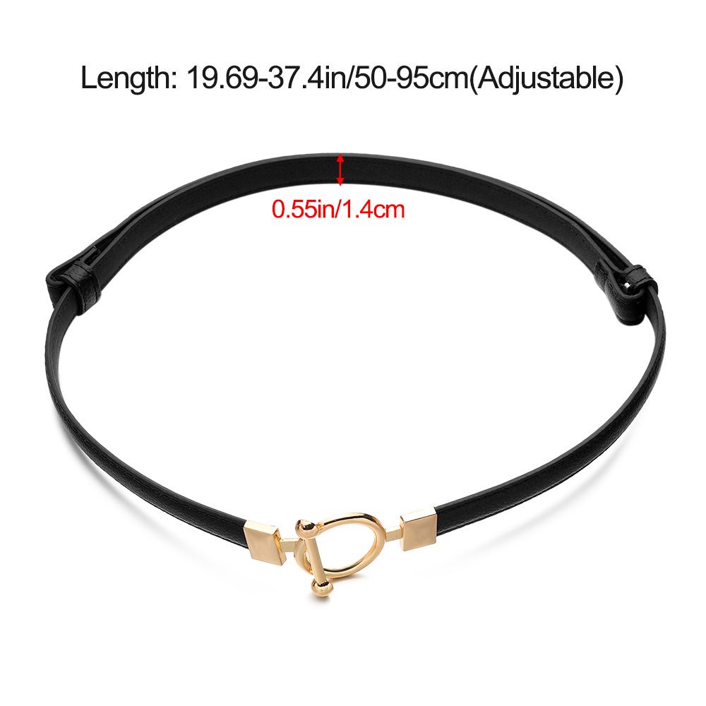 Dây thắt lưng da có khóa cài kim loại điều chỉnh được thời trang dành cho nữ