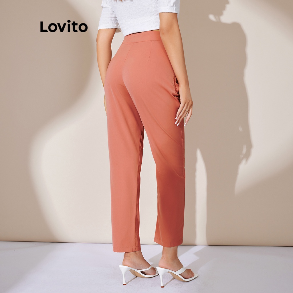 Quần Lovito eo nhún chun cột dây màu trơn thanh lịch L25LD087 (màu hồng)