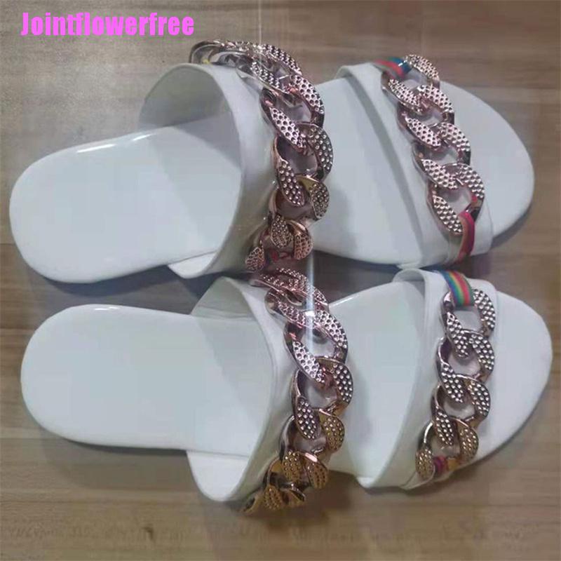 JSS Slippers Women Sandals Beach Slides Platform Shoes Flip Flops Chain Slip On Shoe JSS