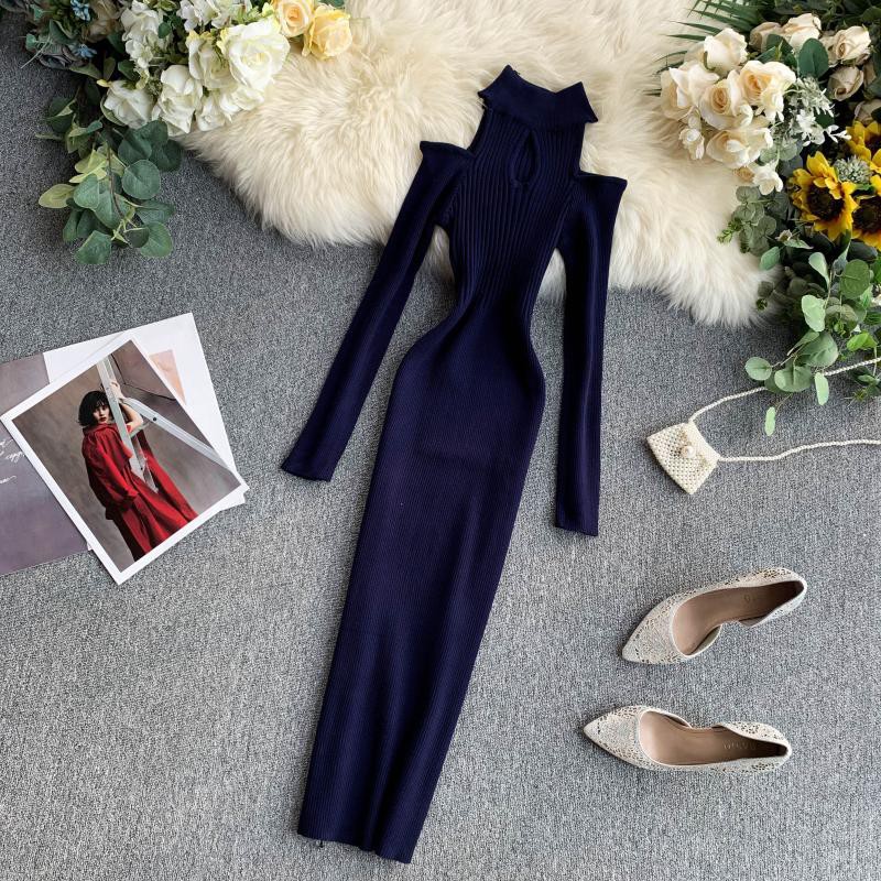 Đầm len khoét vai váy len ôm body gợi cảm Đ309