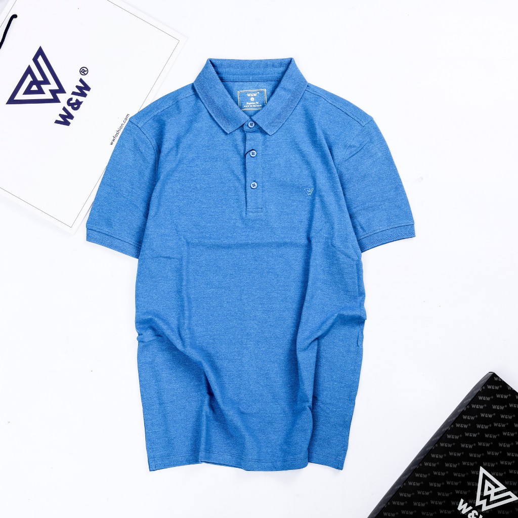 Áo Thun Nam Polo W&amp;W Dáng Regular Fit Cổ Đức Bẻ Phối Viền Thêu Độc Đáo, Cotton Thoáng Mát, Bền Màu WPO61R