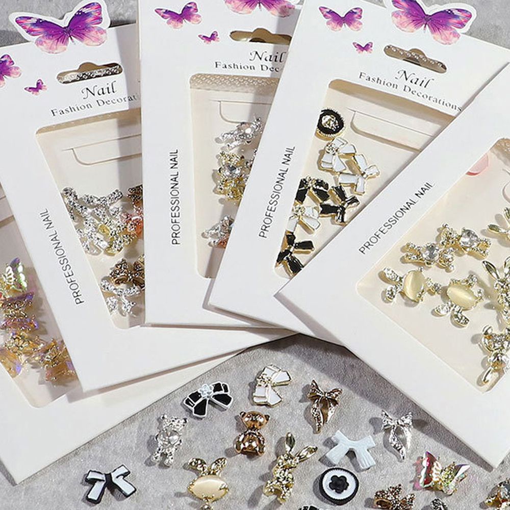 [Hàng mới về] Phụ kiện trang trí móng tay nghệ thuật hình thỏ/ trái tim/ nơ/ gấu 3d thời trang Nhật Bản cho nữ